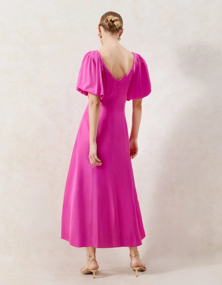 Yasmin Pink Puff Sleeve Dress
