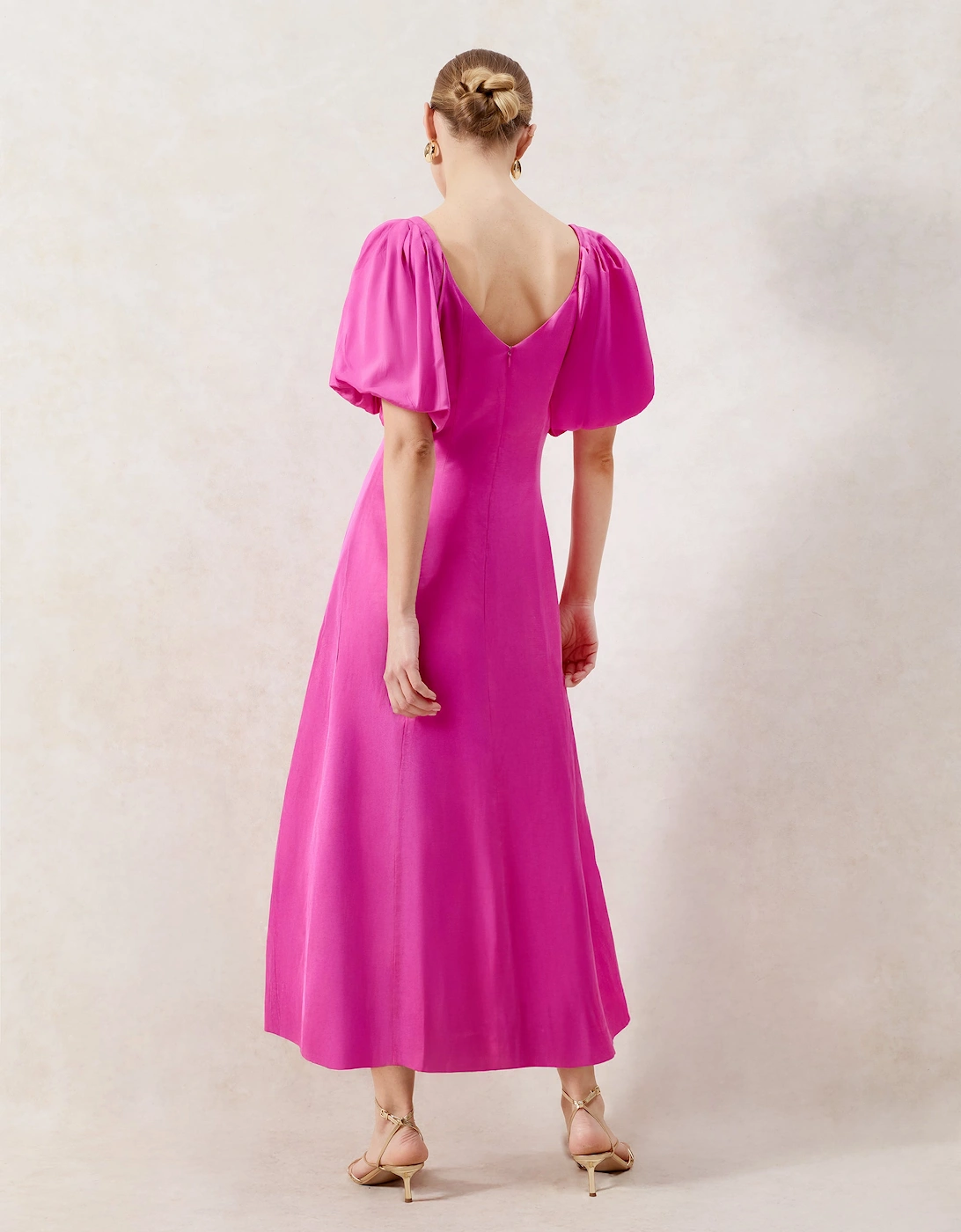Yasmin Pink Puff Sleeve Dress