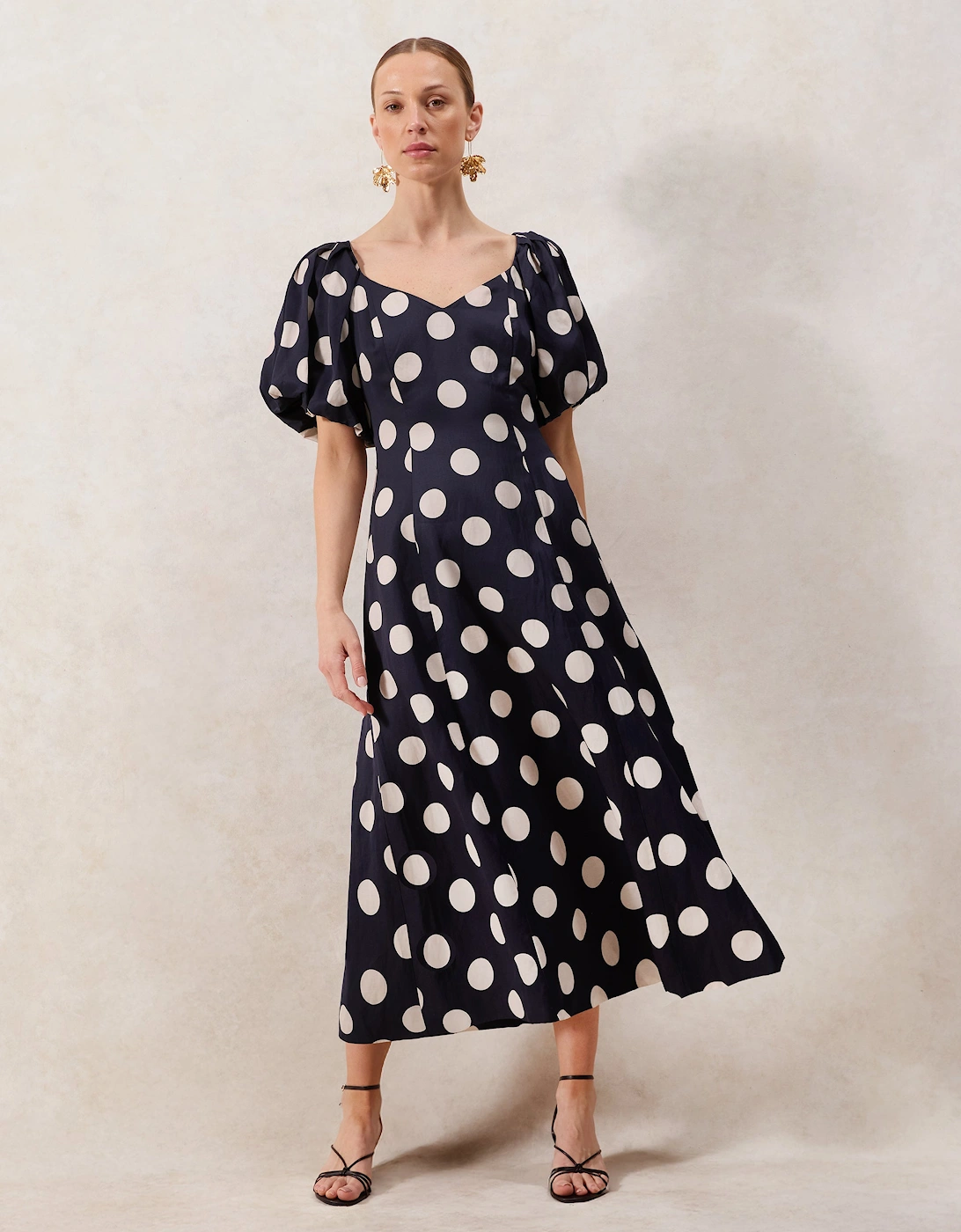 Yasmin Ink Spot Puff Sleeve Dress, 5 of 4