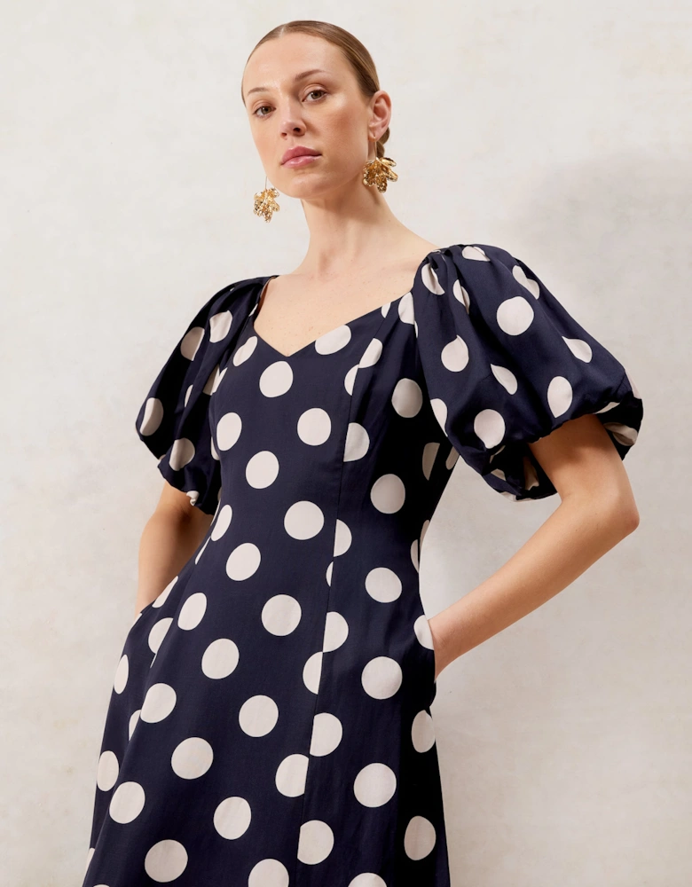 Yasmin Ink Spot Puff Sleeve Dress