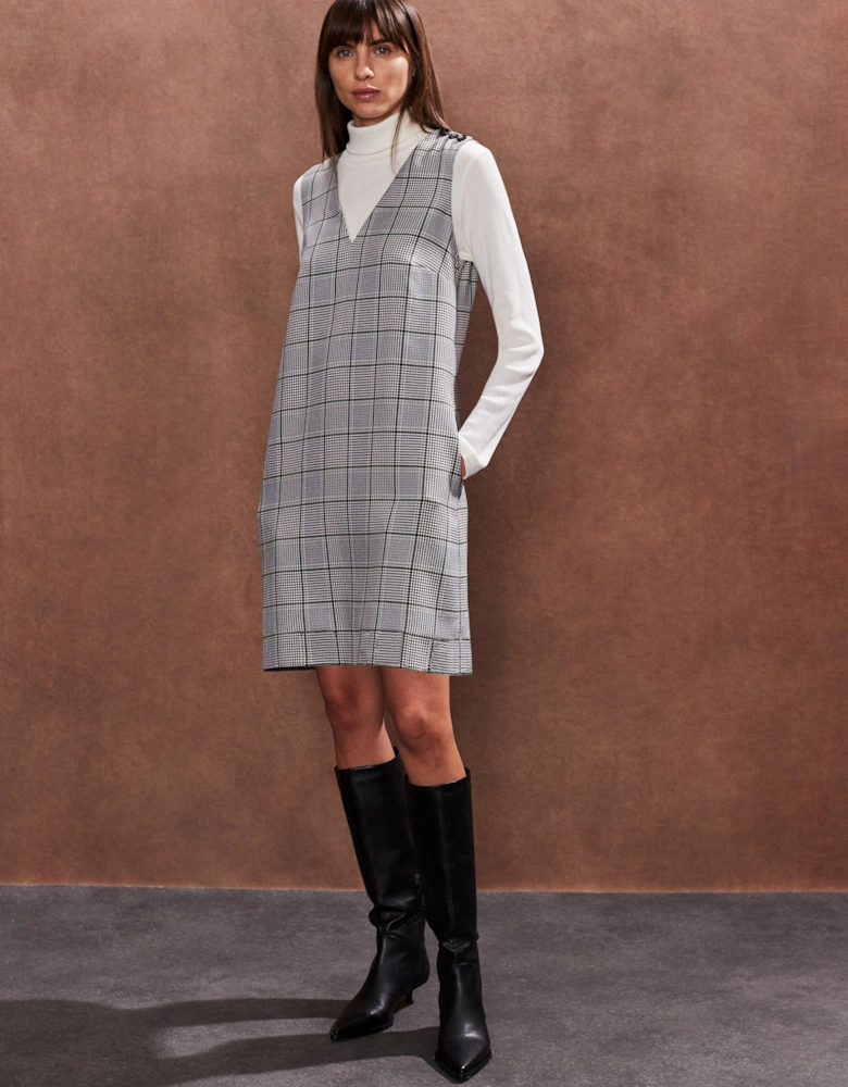 Petite Green Mono Check Mini Dress