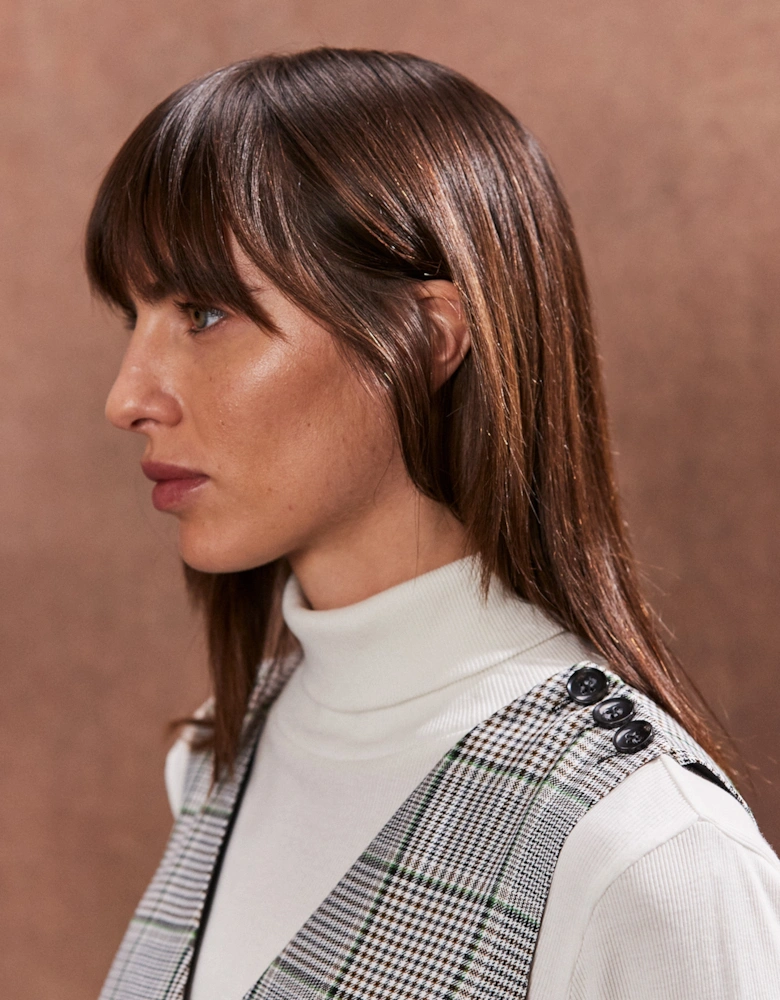 Petite Green Mono Check Mini Dress