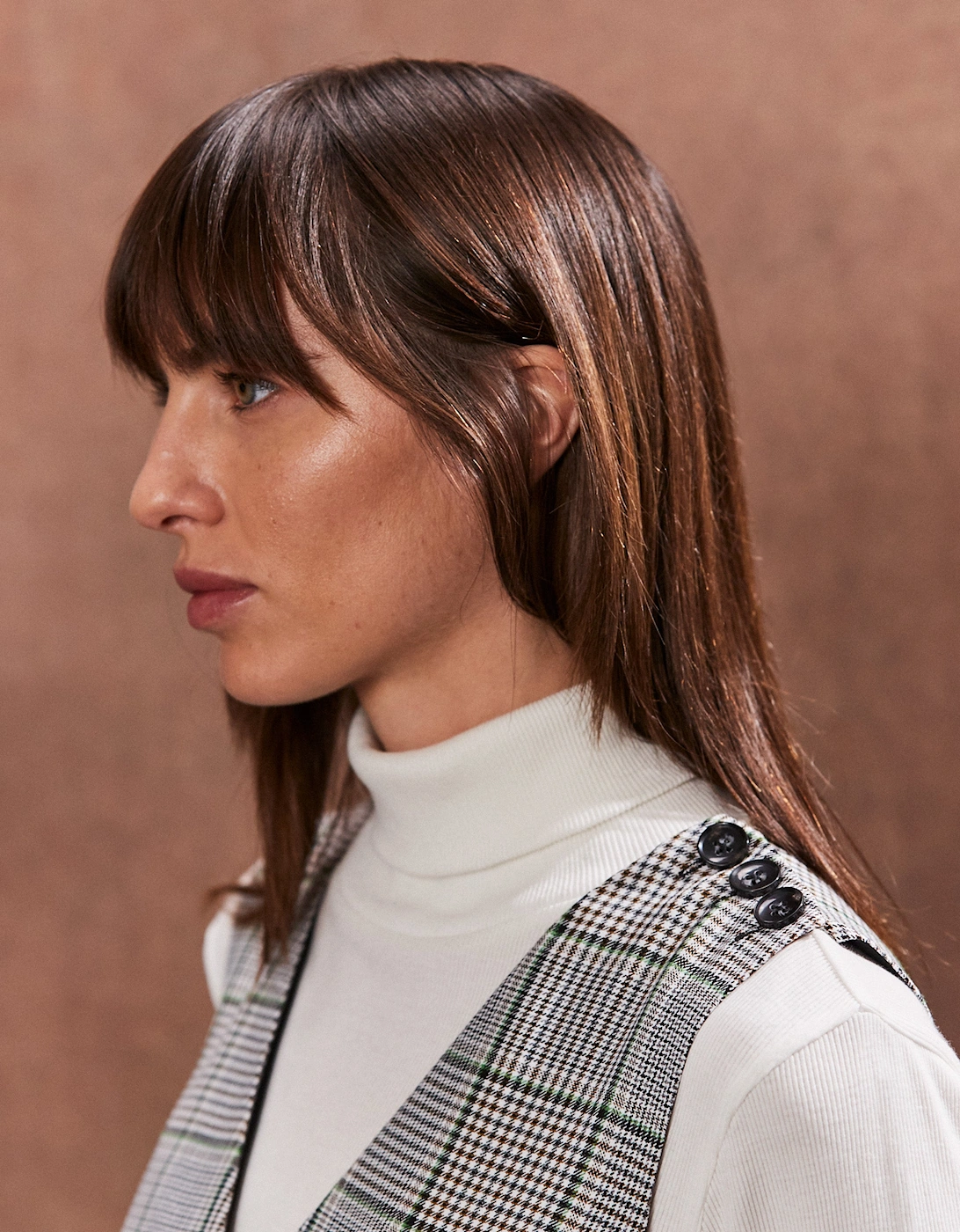 Petite Green Mono Check Mini Dress