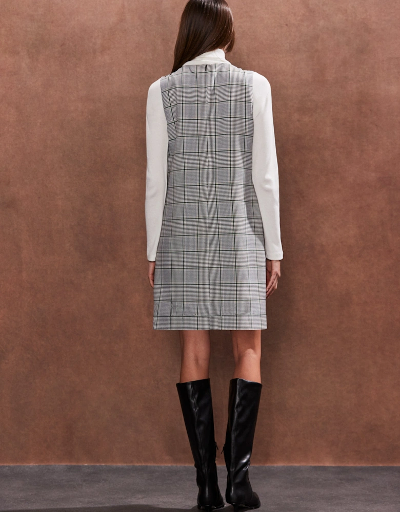 Petite Green Mono Check Mini Dress