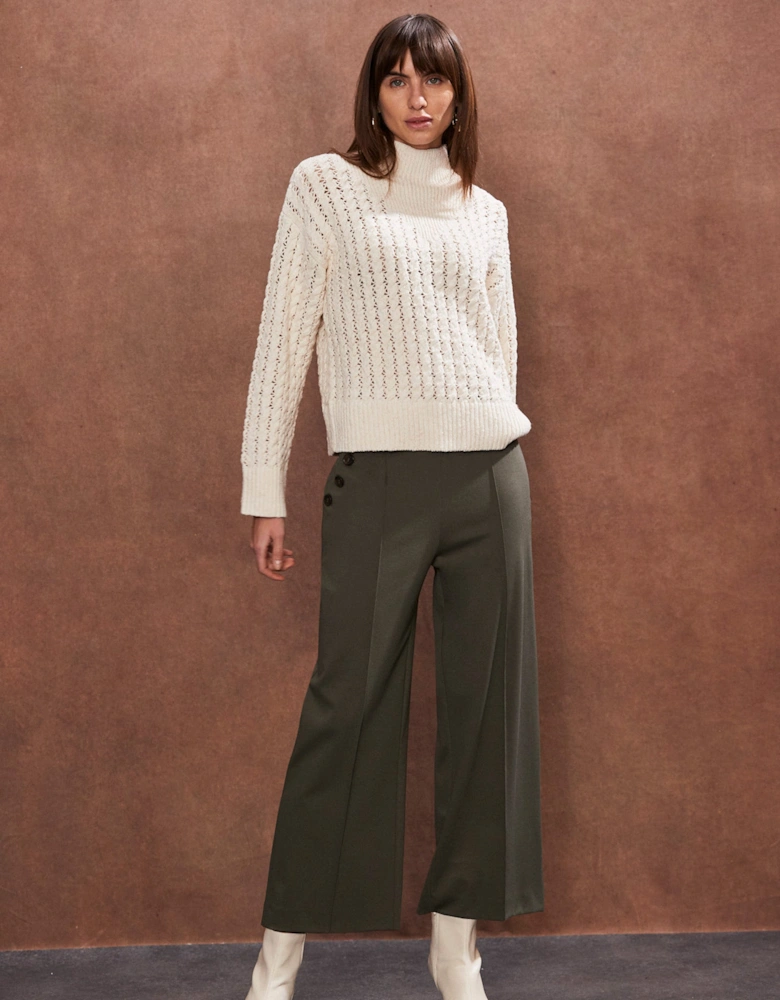 Khaki Ponte Twill Culottes