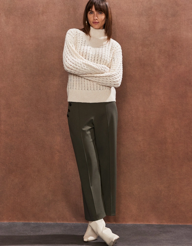 Khaki Ponte Twill Culottes