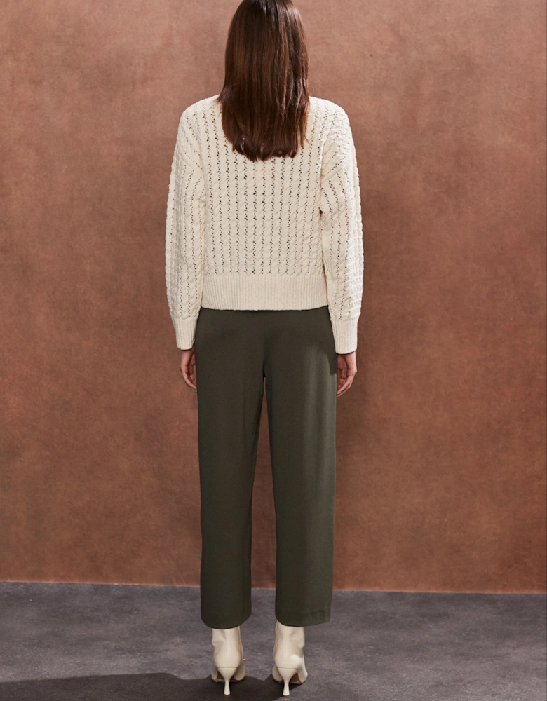 Khaki Ponte Twill Culottes