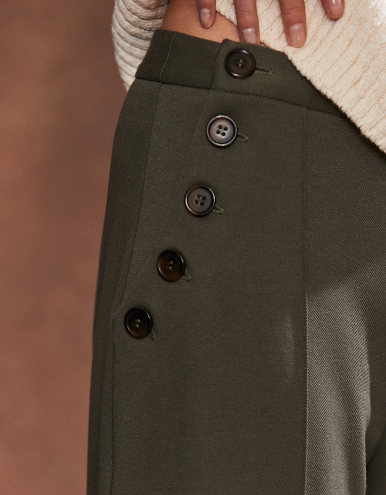 Khaki Ponte Twill Culottes
