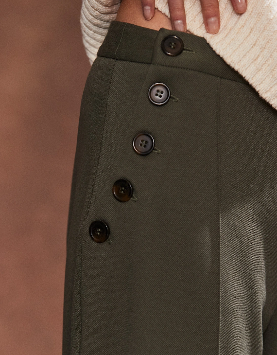 Khaki Ponte Twill Culottes