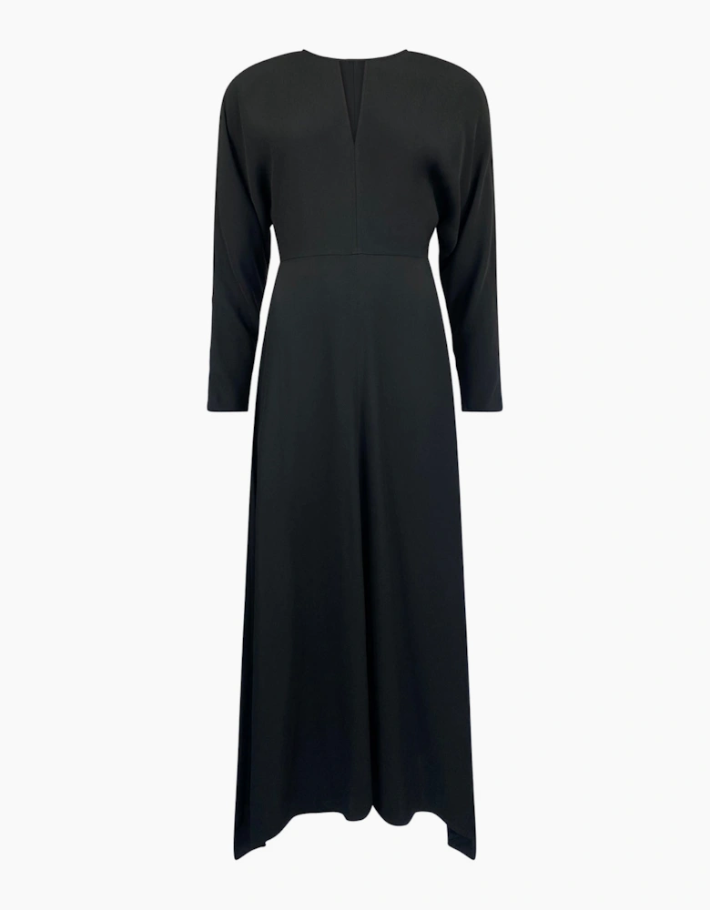 Petite Black Crepe Keyhole Midi Dress