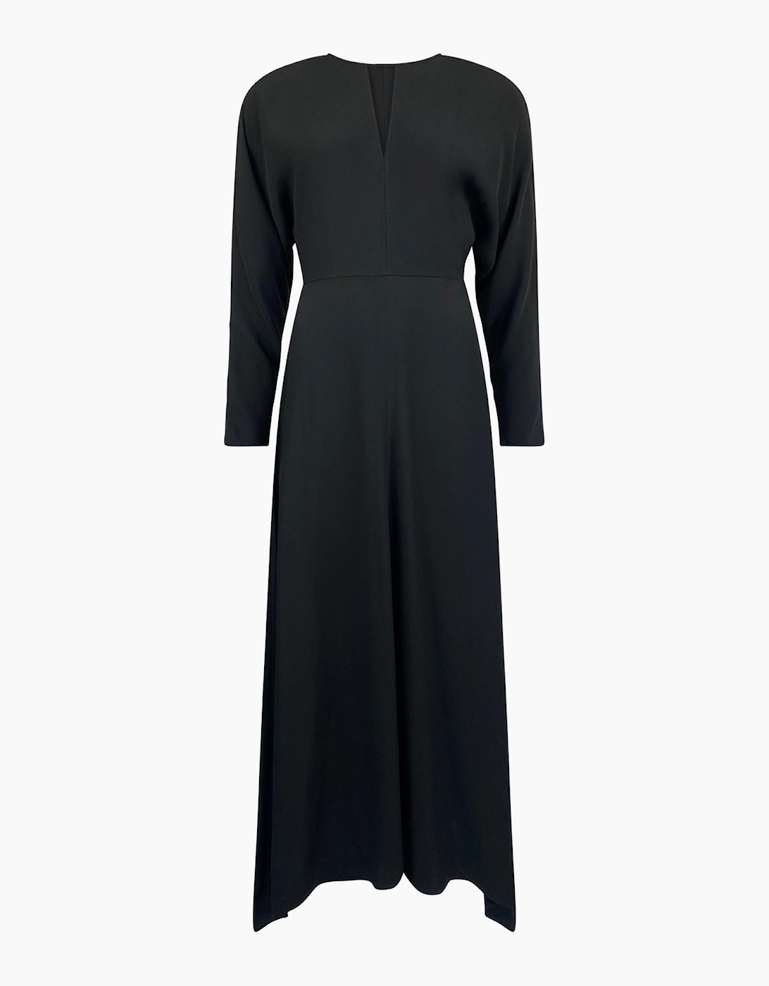 Petite Black Crepe Keyhole Midi Dress