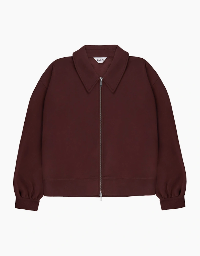 Chocolate-Brown Sweatshirt Bomber Jacket