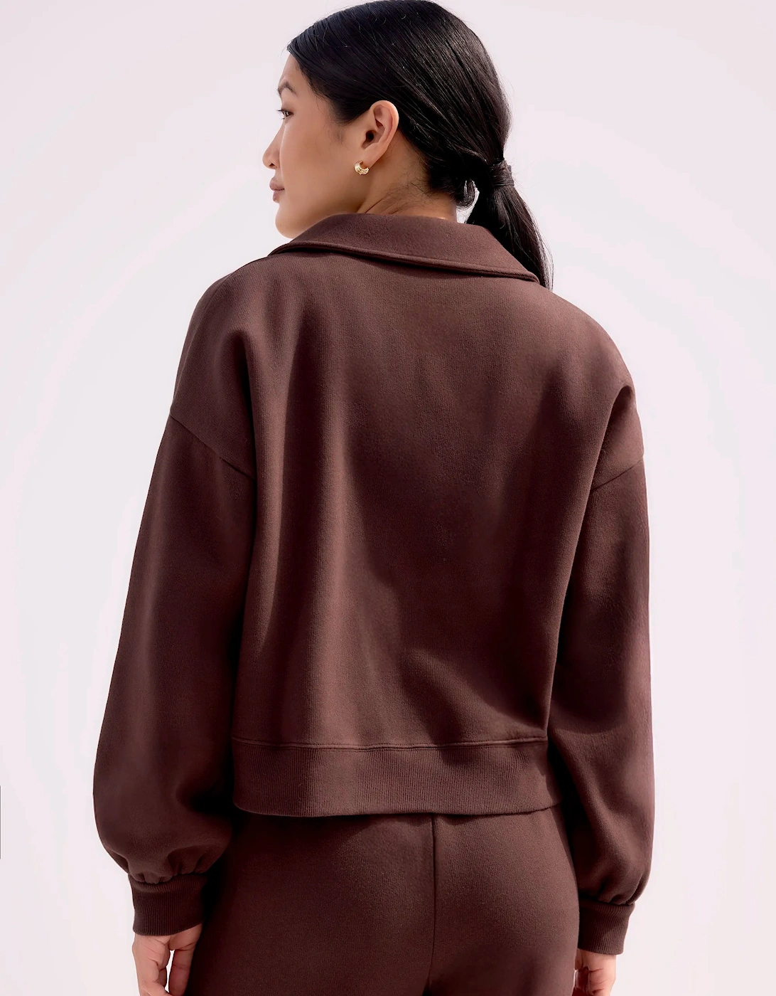 Chocolate-Brown Sweatshirt Bomber Jacket