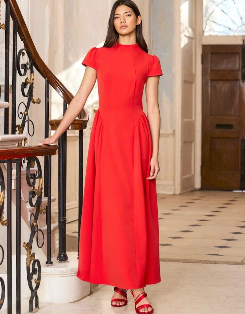 Mariam Red Cap Sleeve Maxi Dress