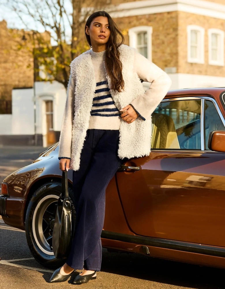 Petite Ivory Faux Shearling Longline Gilet