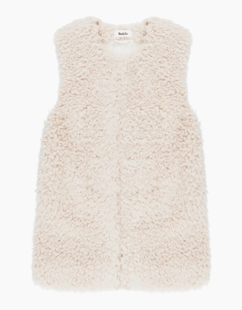 Petite Ivory Faux Shearling Longline Gilet