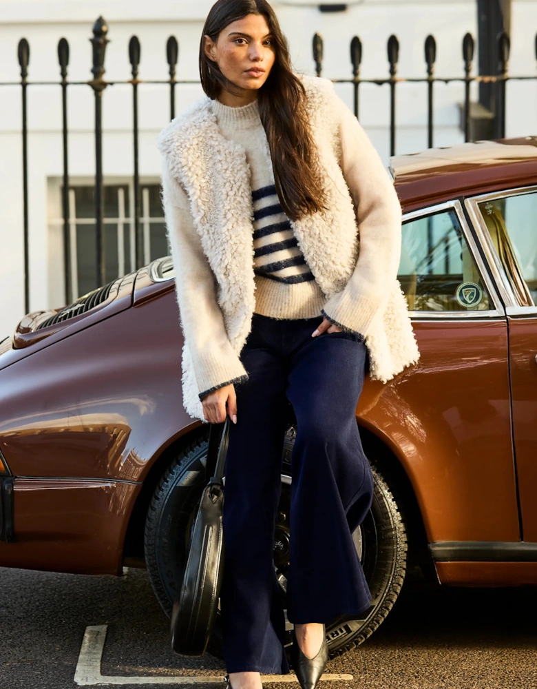 Petite Ivory Faux Shearling Longline Gilet