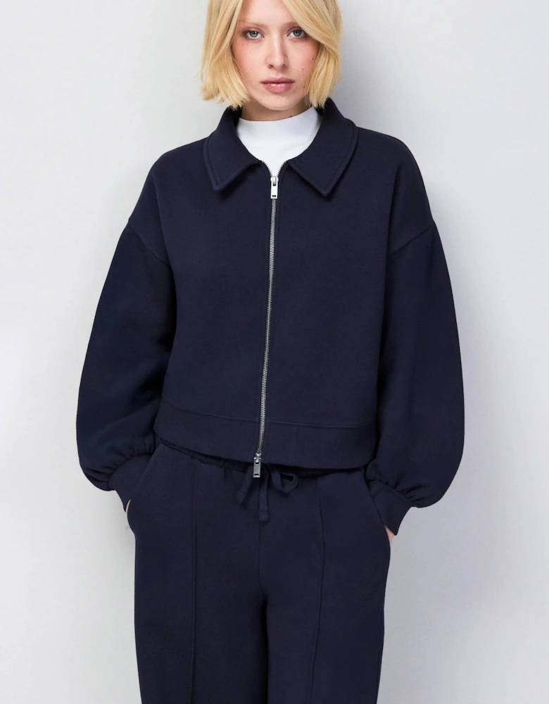 Navy Sweatshirt Bomber Jacket