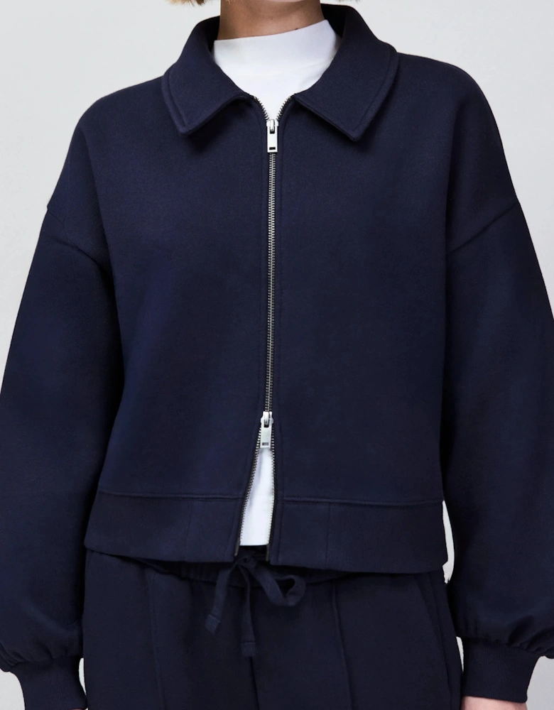 Navy Sweatshirt Bomber Jacket