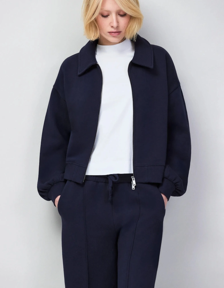 Navy Sweatshirt Bomber Jacket