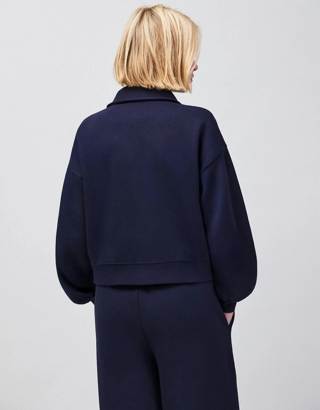 Navy Sweatshirt Bomber Jacket