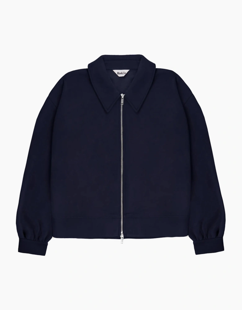 Navy Sweatshirt Bomber Jacket