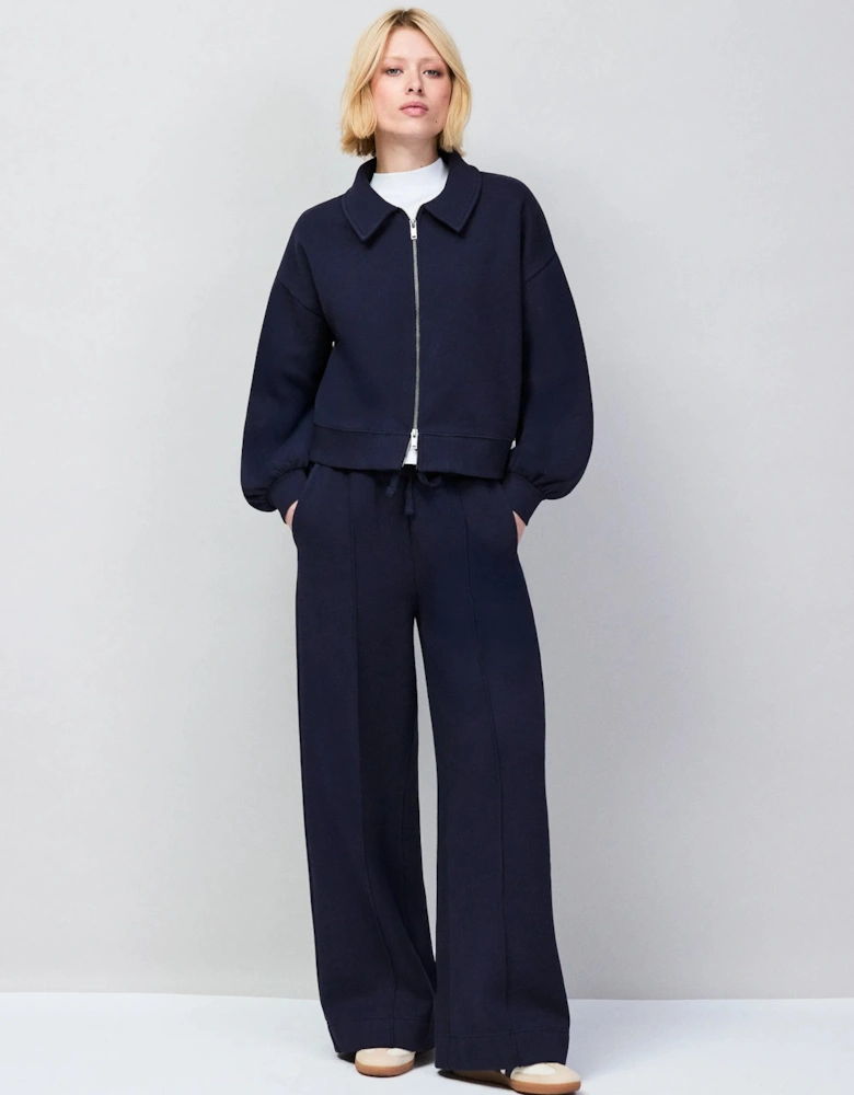 Navy Sweatshirt Bomber Jacket
