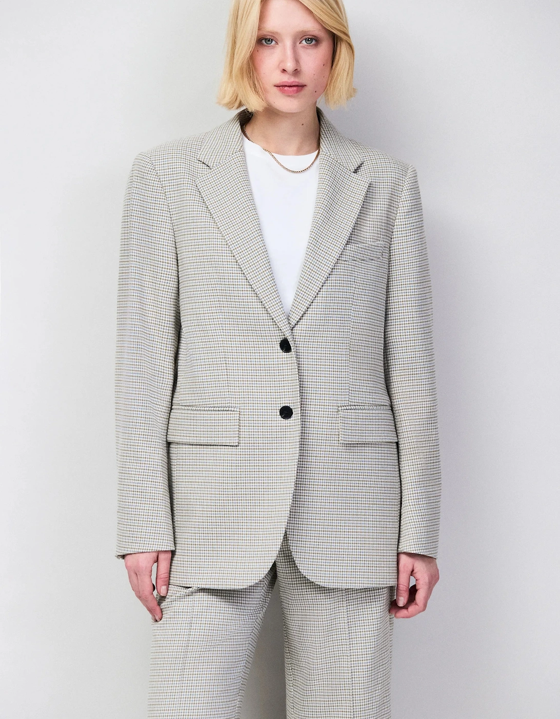 Neutral Check Oversized Blazer