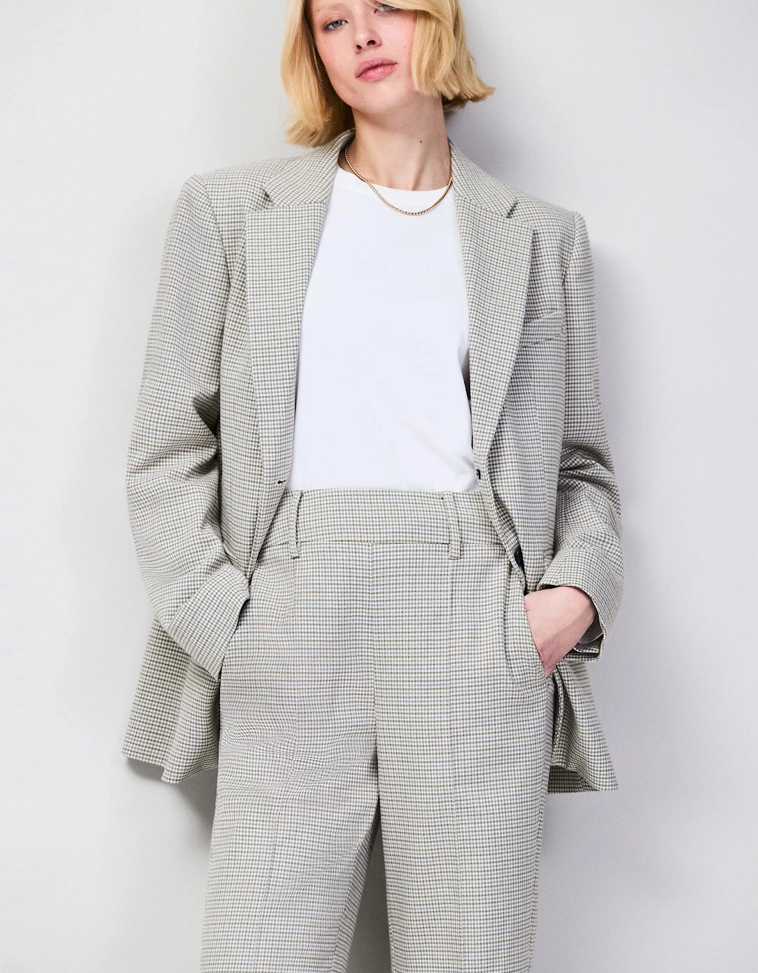 Neutral Check Oversized Blazer