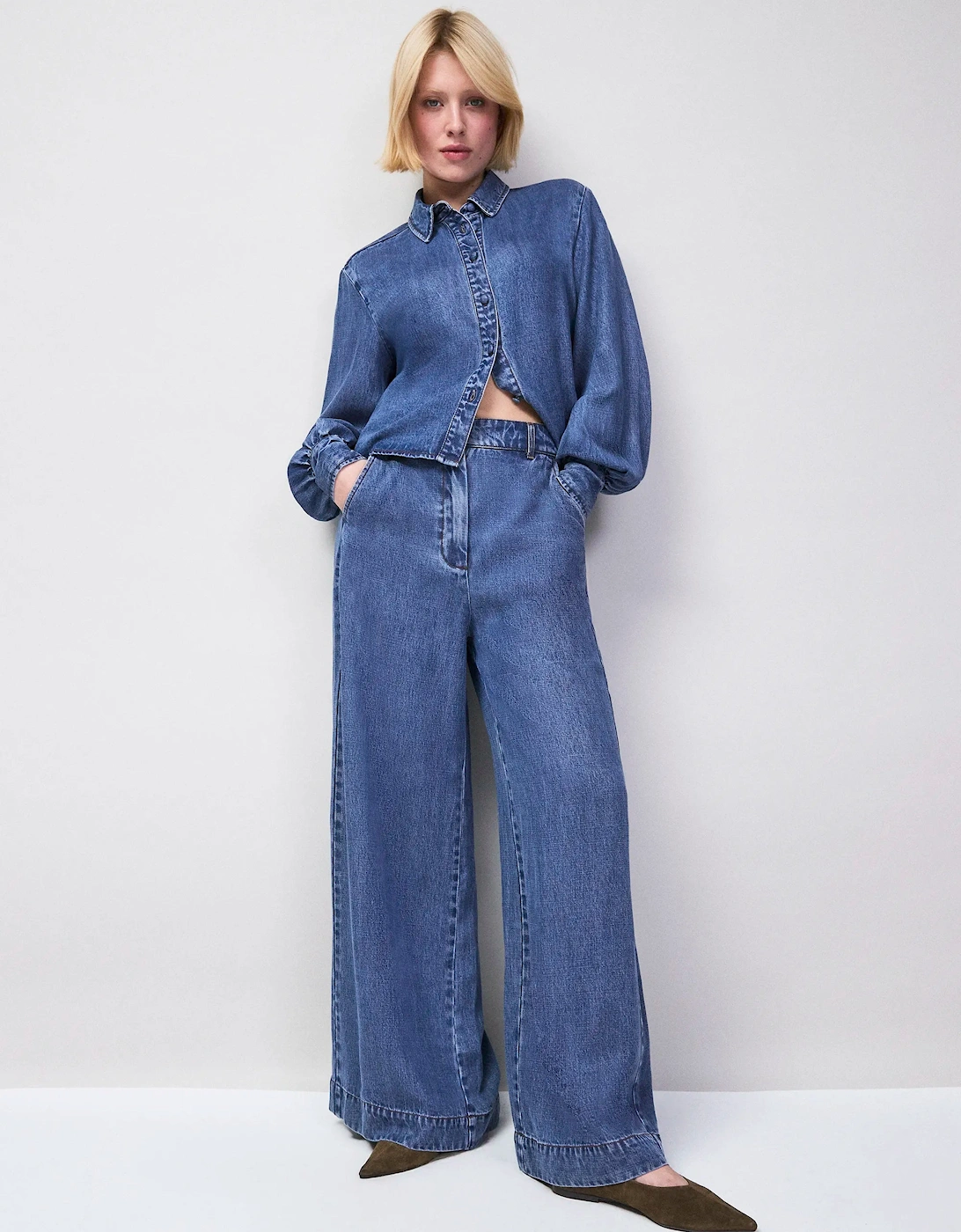 Blue Lyocell Denim Tailored Jeans