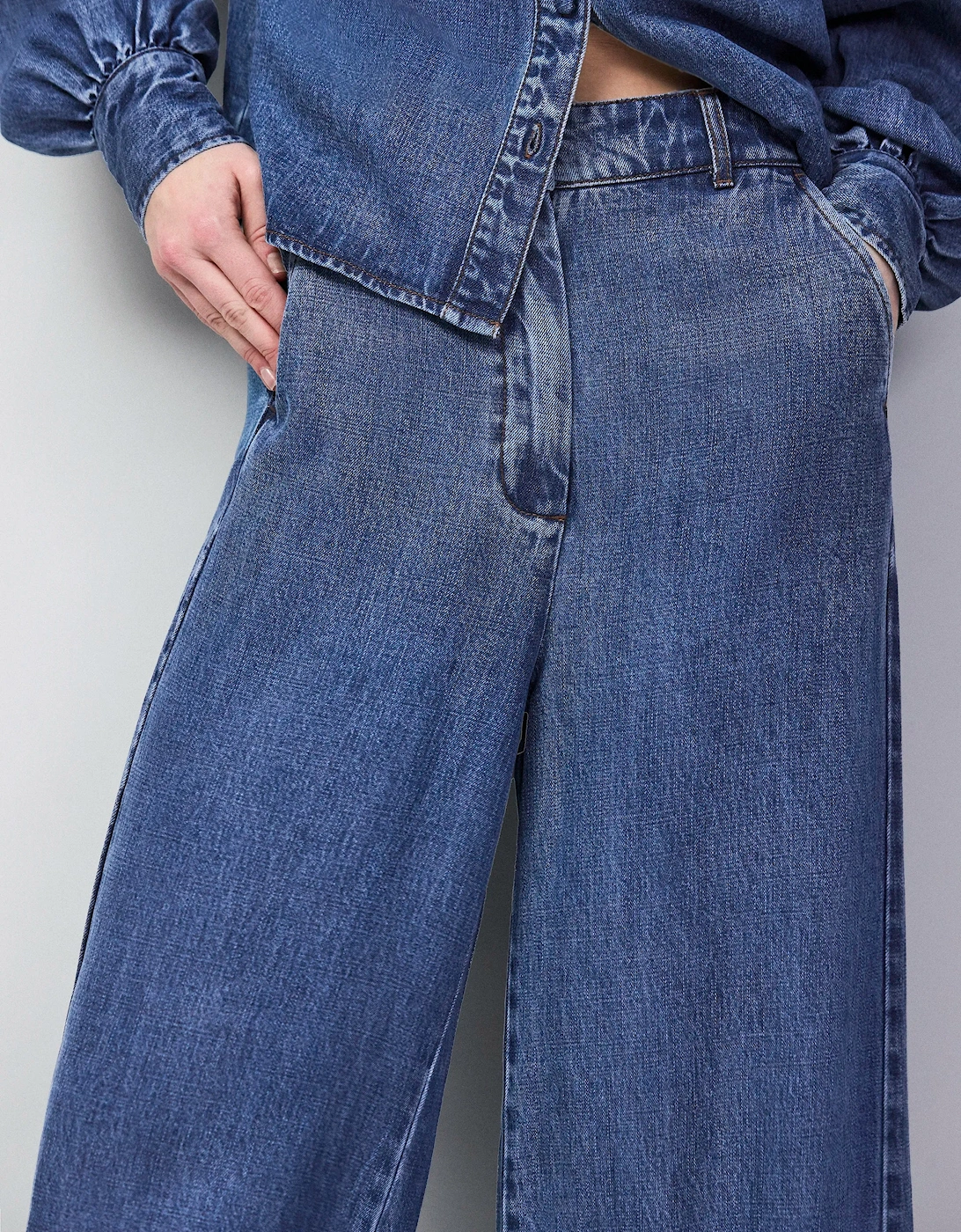 Blue Lyocell Denim Tailored Jeans