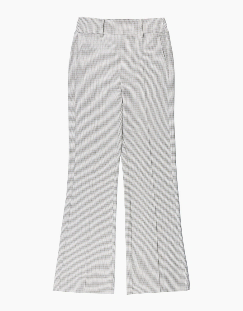 Neutral Check Flare Trousers