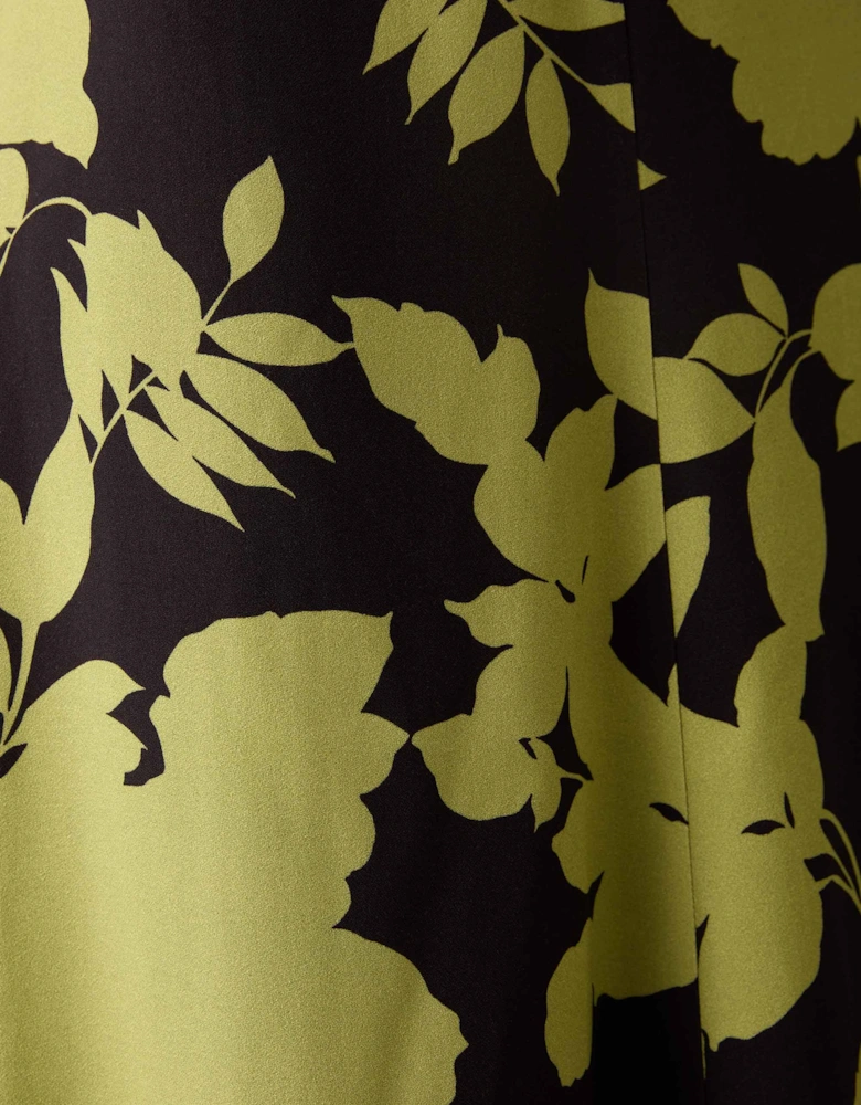 Petite Victoria Green Floral Print Flutter Sleeve Dress
