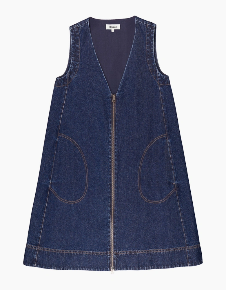 Petite Zip-Front Denim Swing Mini Dress
