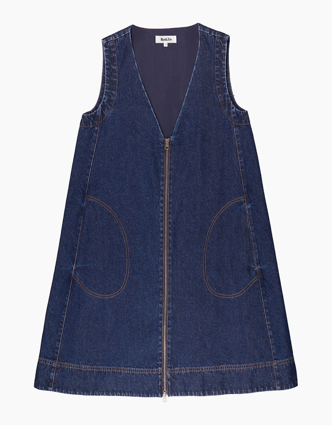 Petite Zip-Front Denim Swing Mini Dress, 7 of 6