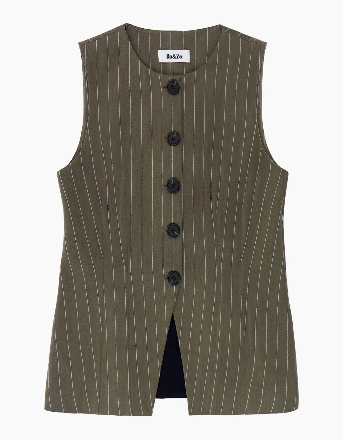 Petite Olive Pinstripe Waistcoat