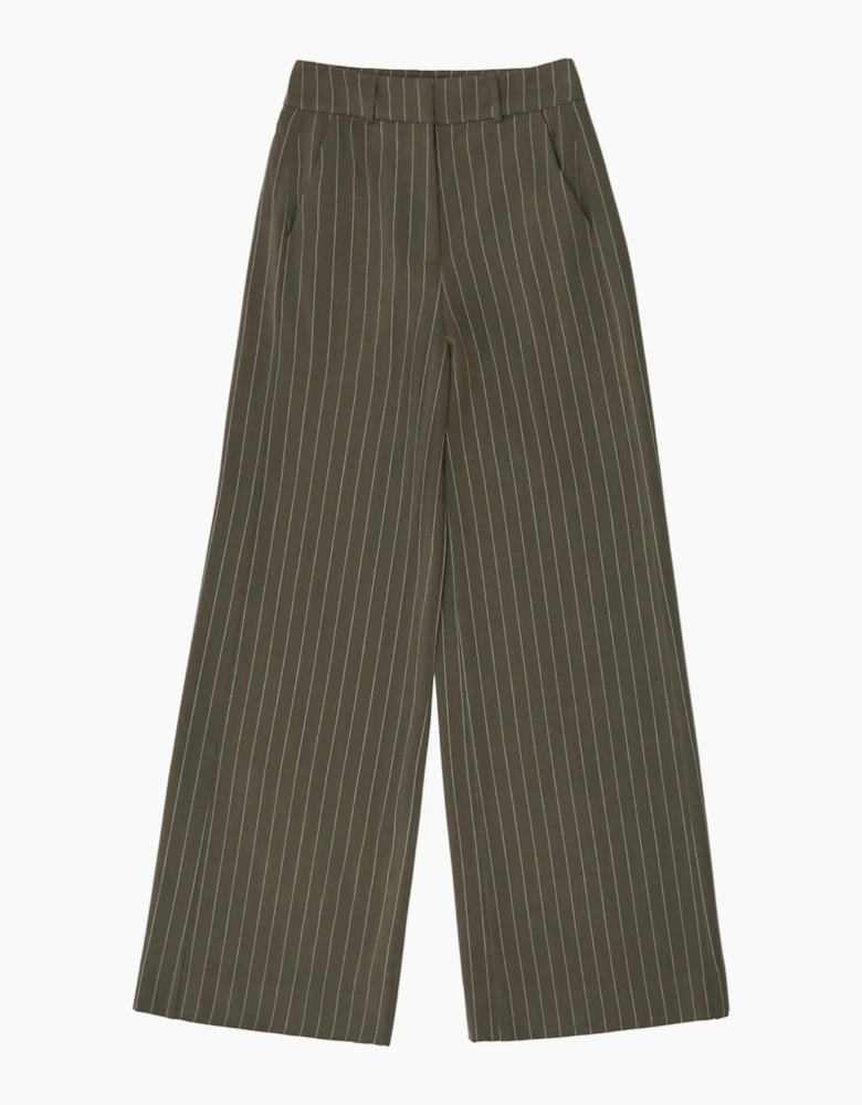 Petite Olive Pinstripe Tailored Trouser