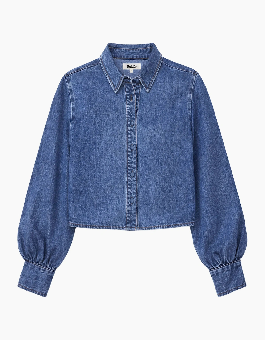 Blue Lyocell Denim Cropped Shirt