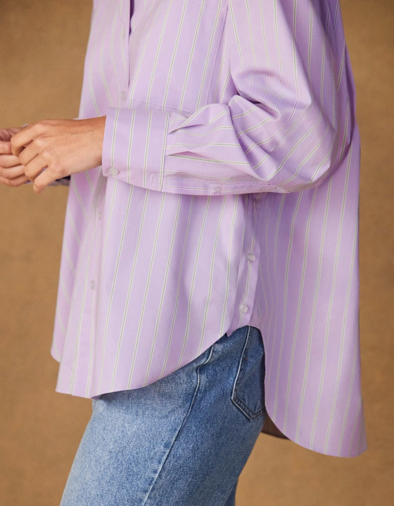 Lilac Stripe Button Side Detail Shirt