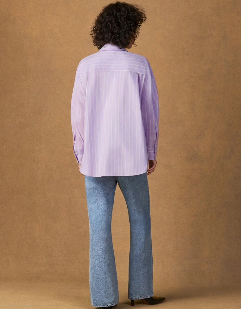 Lilac Stripe Button Side Detail Shirt