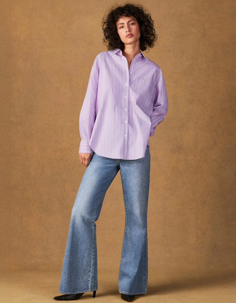 Lilac Stripe Button Side Detail Shirt