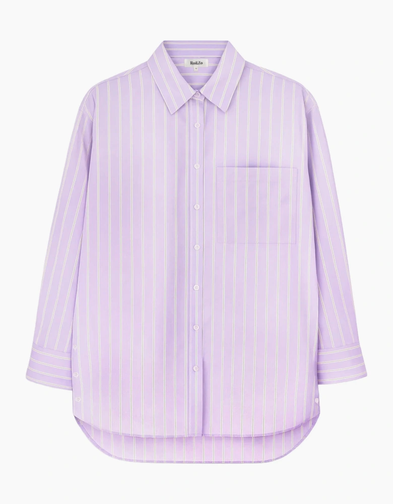 Lilac Stripe Button Side Detail Shirt