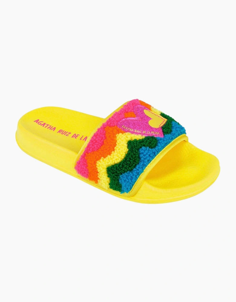 Girls Yellow Multicoloured Sliders