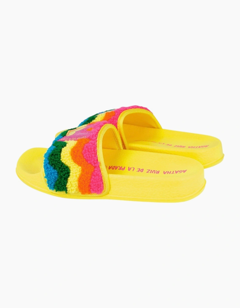 Girls Yellow Multicoloured Sliders