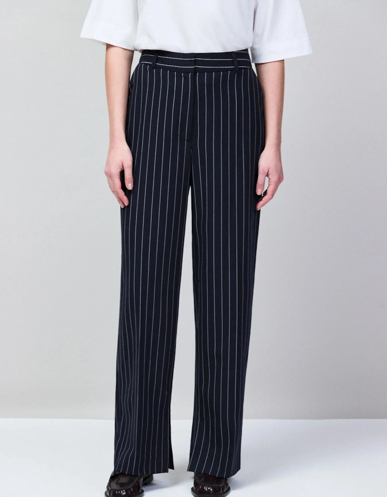 Petite Navy Pinstripe Tailored Trousers