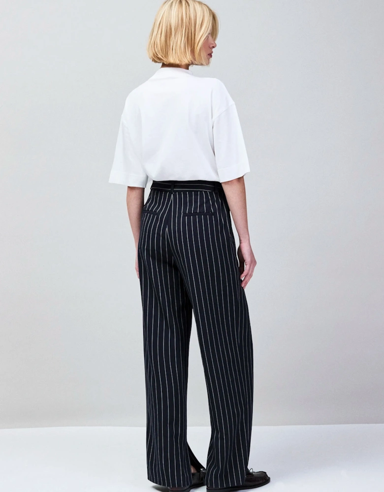 Petite Navy Pinstripe Tailored Trousers