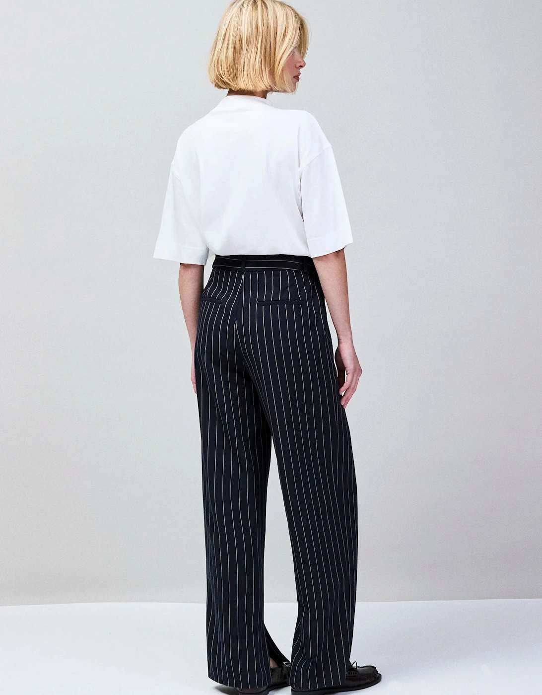 Petite Navy Pinstripe Tailored Trousers