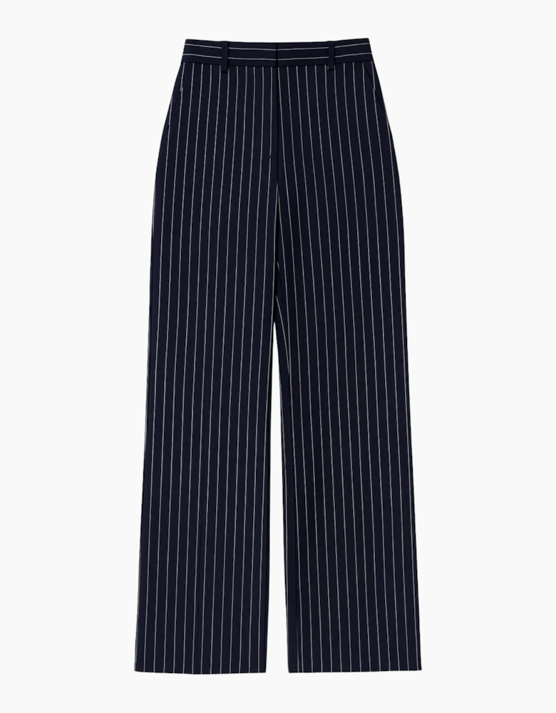 Petite Navy Pinstripe Tailored Long Line Top