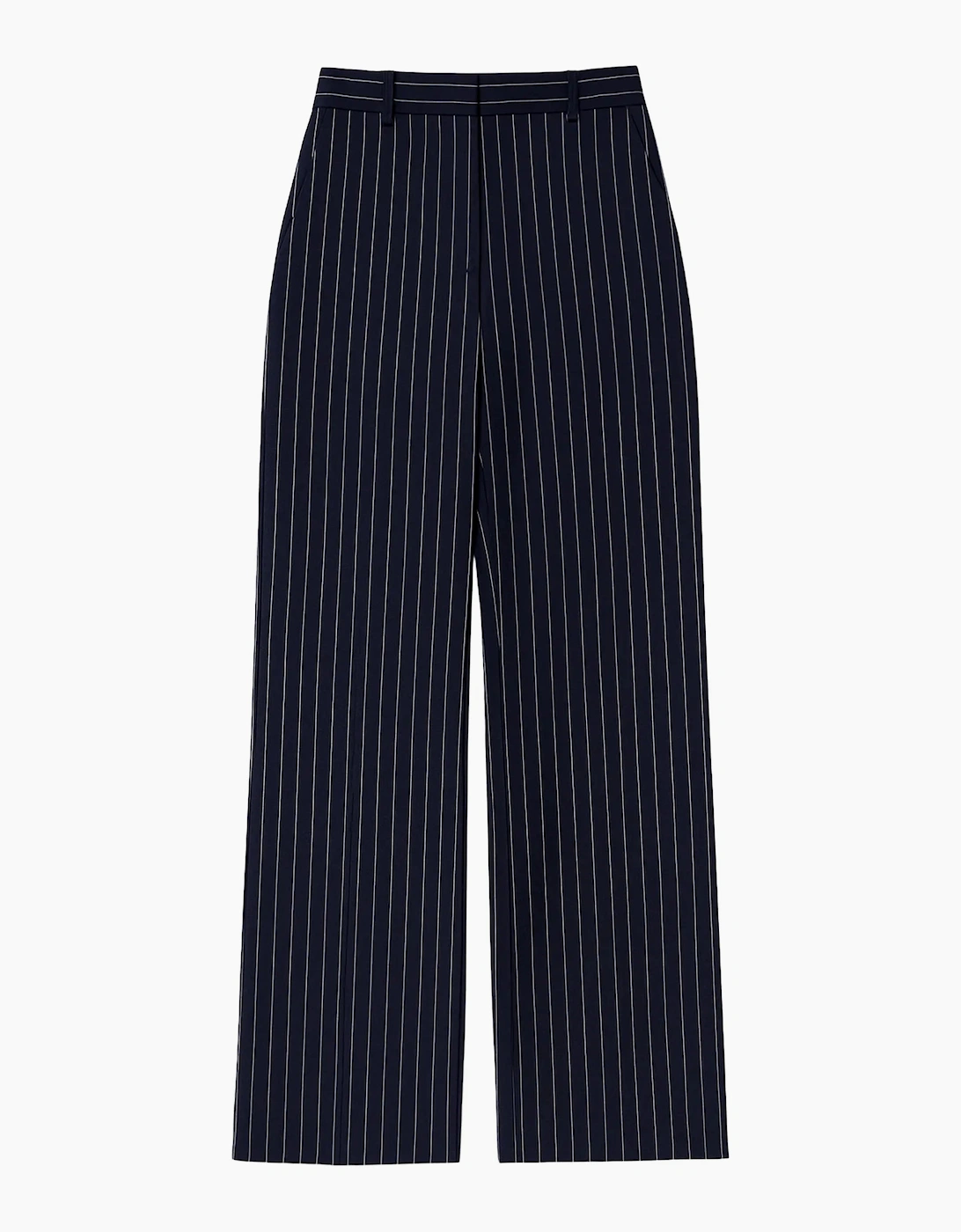 Petite Navy Pinstripe Tailored Long Line Top