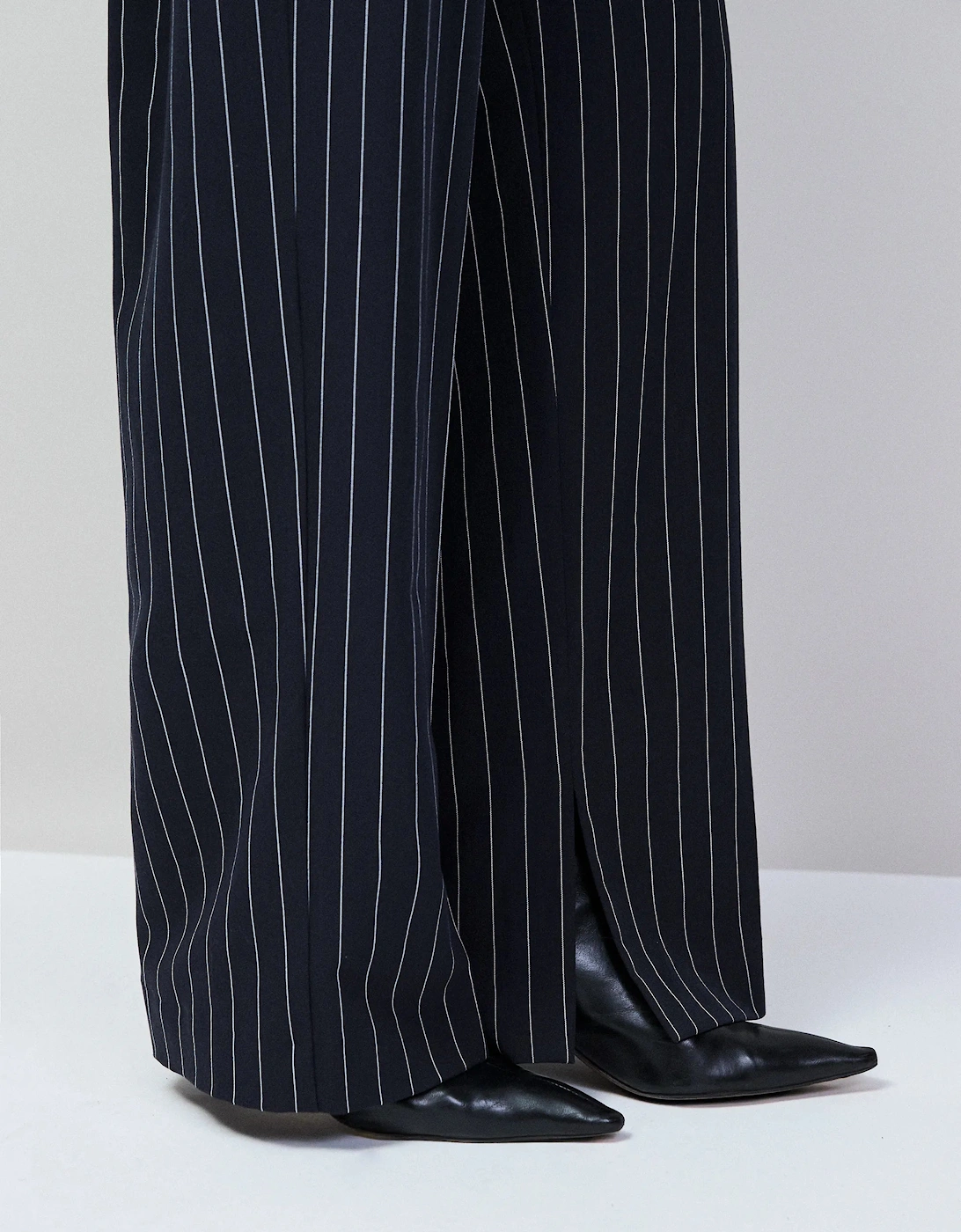 Petite Navy Pinstripe Tailored Trousers